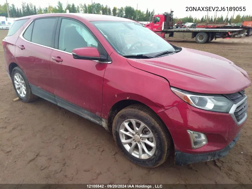 2018 Chevrolet Equinox Lt VIN: 2GNAXSEV2J6189055 Lot: 12105542