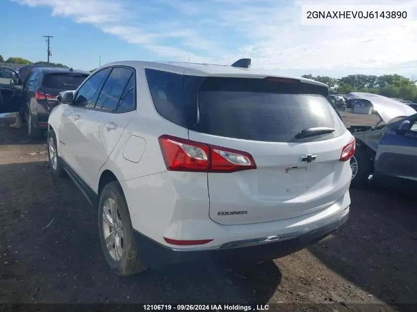 2018 Chevrolet Equinox Ls VIN: 2GNAXHEV0J6143890 Lot: 12106719