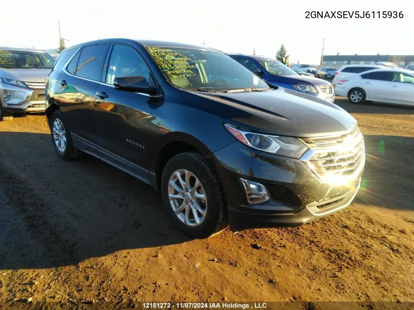 2018 Chevrolet Equinox VIN: 2GNAXSEV5J6115936 Lot: 12151272