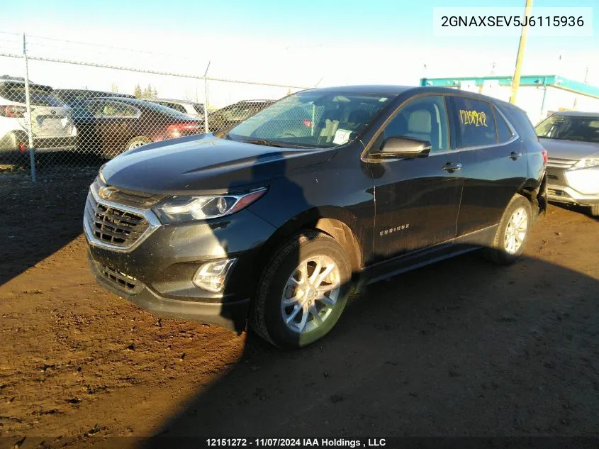 2018 Chevrolet Equinox VIN: 2GNAXSEV5J6115936 Lot: 12151272