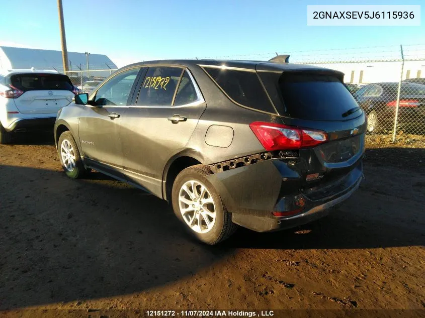 2018 Chevrolet Equinox VIN: 2GNAXSEV5J6115936 Lot: 12151272