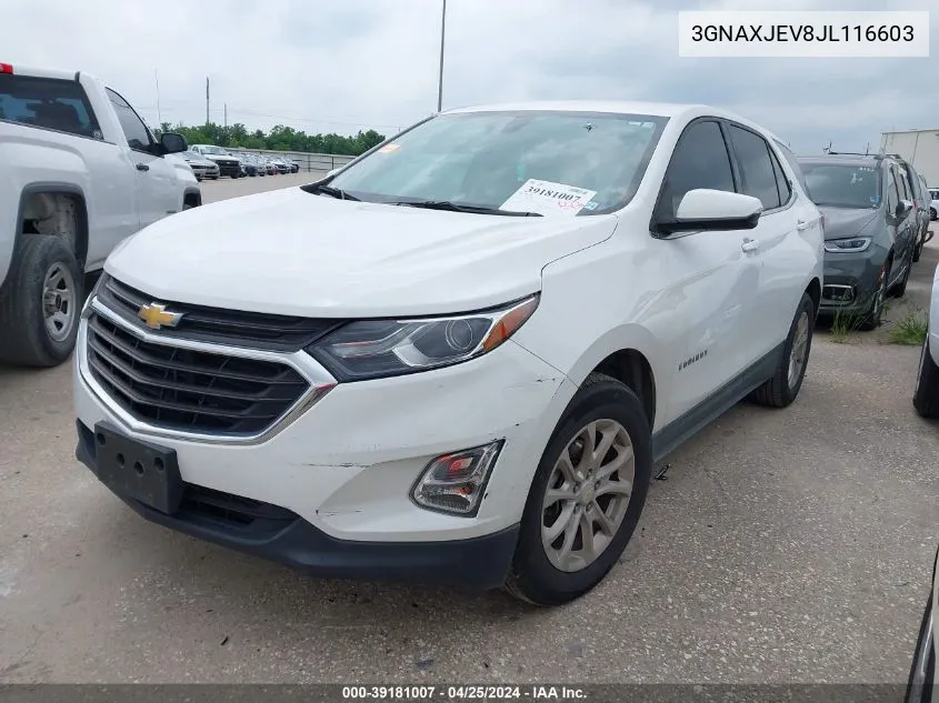 2018 Chevrolet Equinox Lt VIN: 3GNAXJEV8JL116603 Lot: 39181007