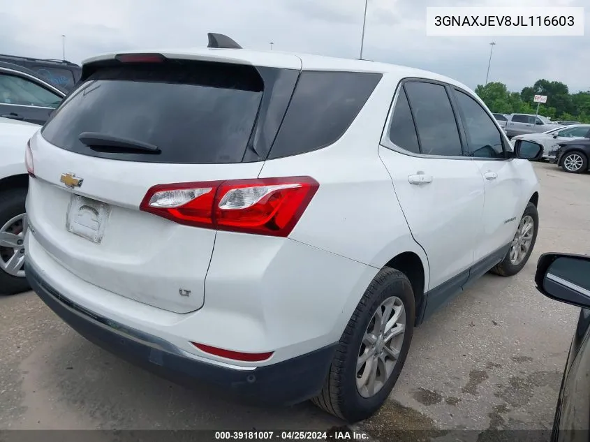 2018 Chevrolet Equinox Lt VIN: 3GNAXJEV8JL116603 Lot: 39181007