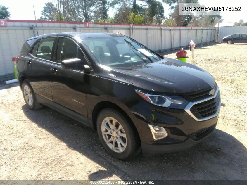 2018 Chevrolet Equinox Ls VIN: 2GNAXHEV0J6178252 Lot: 39252459