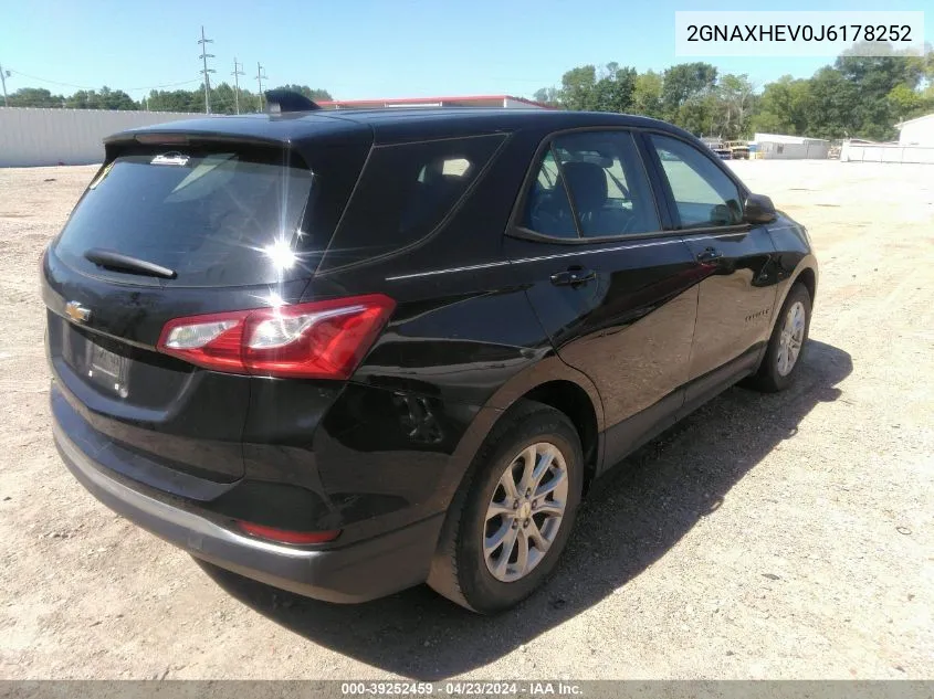 2018 Chevrolet Equinox Ls VIN: 2GNAXHEV0J6178252 Lot: 39252459