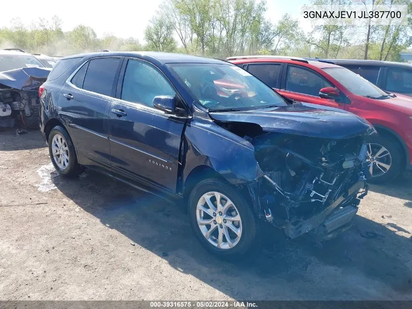 2018 Chevrolet Equinox Lt VIN: 3GNAXJEV1JL387700 Lot: 39316575