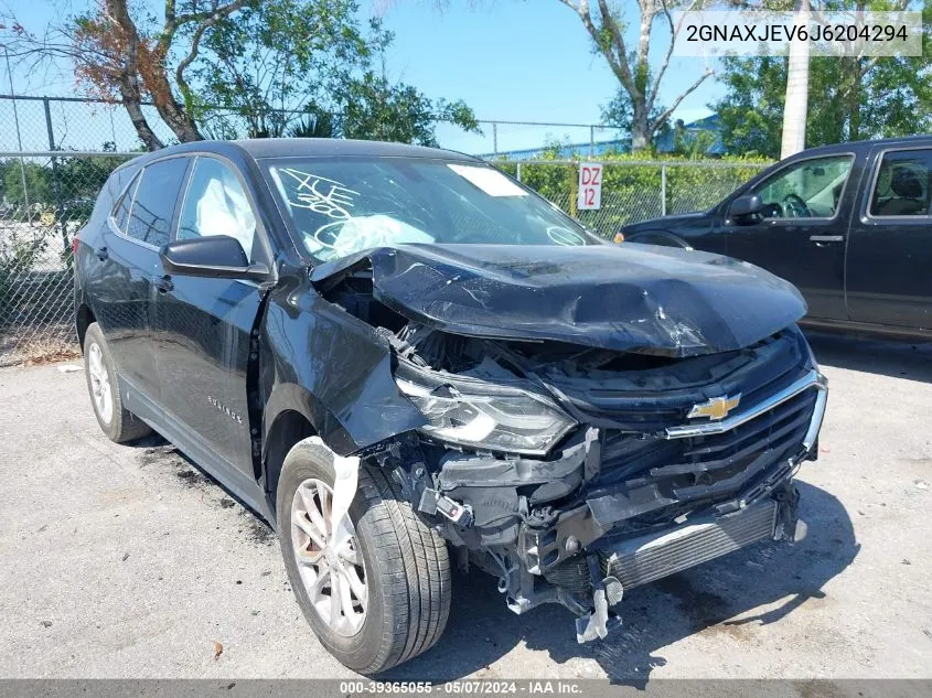 2018 Chevrolet Equinox Lt VIN: 2GNAXJEV6J6204294 Lot: 39365055