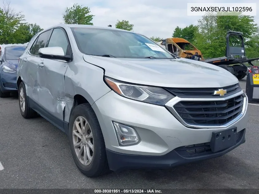 2018 Chevrolet Equinox Lt VIN: 3GNAXSEV3JL102596 Lot: 39381951