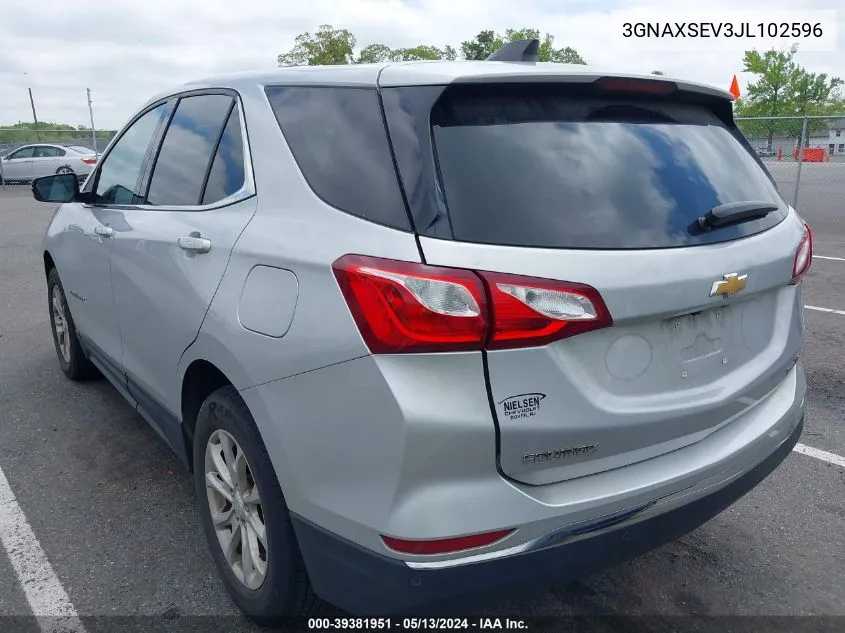 2018 Chevrolet Equinox Lt VIN: 3GNAXSEV3JL102596 Lot: 39381951