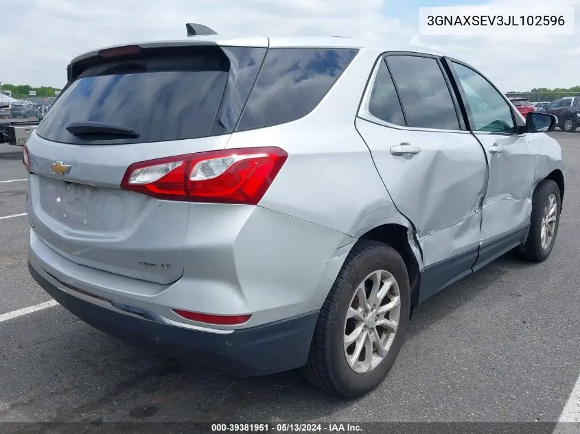 2018 Chevrolet Equinox Lt VIN: 3GNAXSEV3JL102596 Lot: 39381951