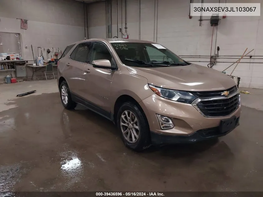 2018 Chevrolet Equinox Lt VIN: 3GNAXSEV3JL103067 Lot: 39436596