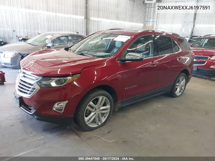 2GNAXWEXXJ6197591 2018 Chevrolet Equinox Premier