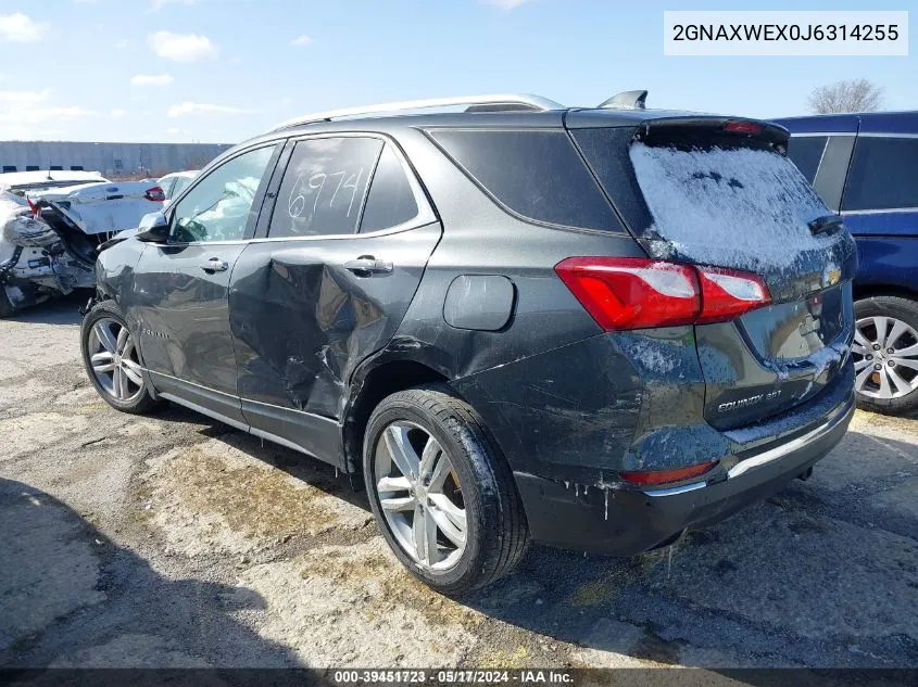 2018 Chevrolet Equinox Premier VIN: 2GNAXWEX0J6314255 Lot: 39451723