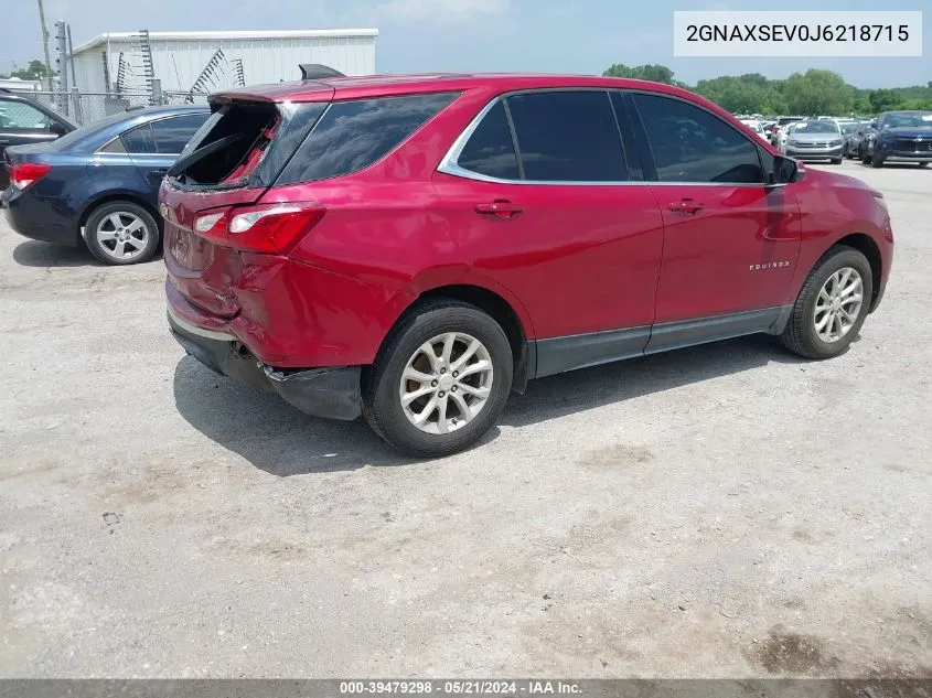 2018 Chevrolet Equinox Lt VIN: 2GNAXSEV0J6218715 Lot: 39479298