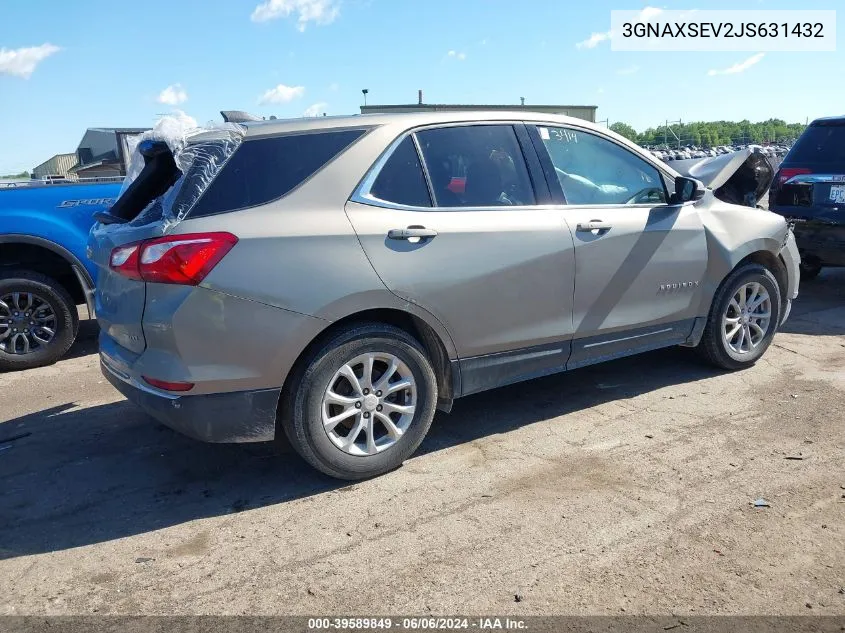 2018 Chevrolet Equinox Lt VIN: 3GNAXSEV2JS631432 Lot: 39589849