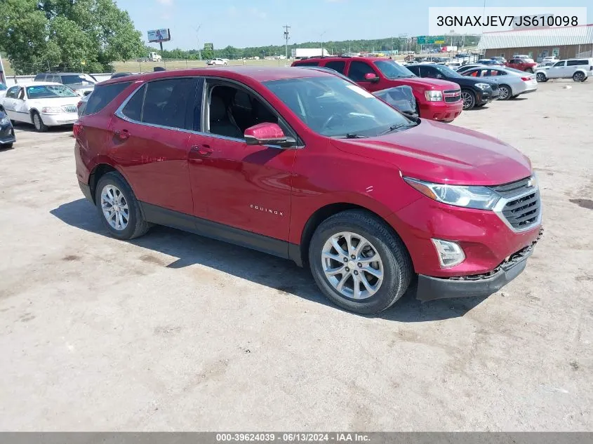 2018 Chevrolet Equinox Lt VIN: 3GNAXJEV7JS610098 Lot: 39624039