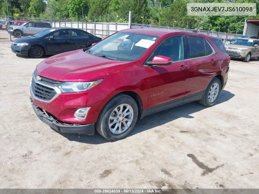 2018 Chevrolet Equinox Lt VIN: 3GNAXJEV7JS610098 Lot: 39624039