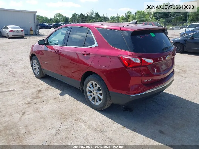 2018 Chevrolet Equinox Lt VIN: 3GNAXJEV7JS610098 Lot: 39624039