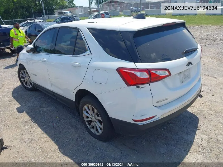 2018 Chevrolet Equinox Lt VIN: 2GNAXJEV7J6194634 Lot: 39630912