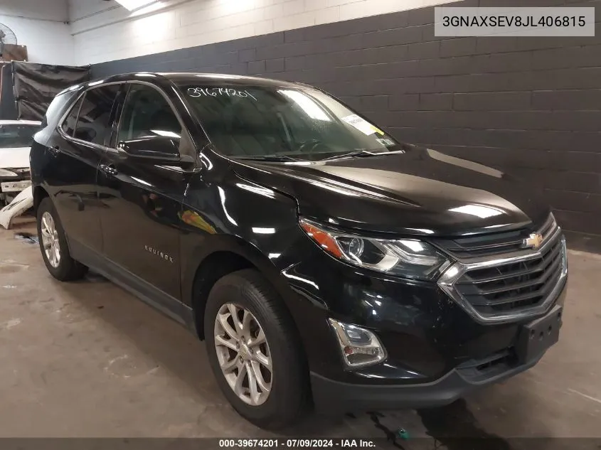 2018 Chevrolet Equinox Lt VIN: 3GNAXSEV8JL406815 Lot: 39674201