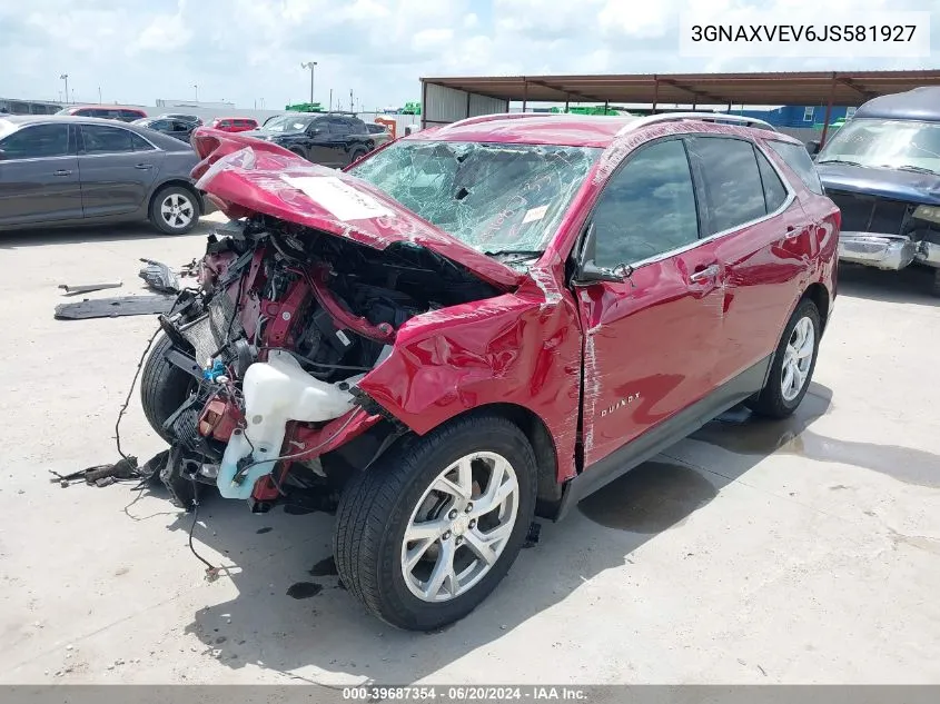 2018 Chevrolet Equinox Premier VIN: 3GNAXVEV6JS581927 Lot: 39687354