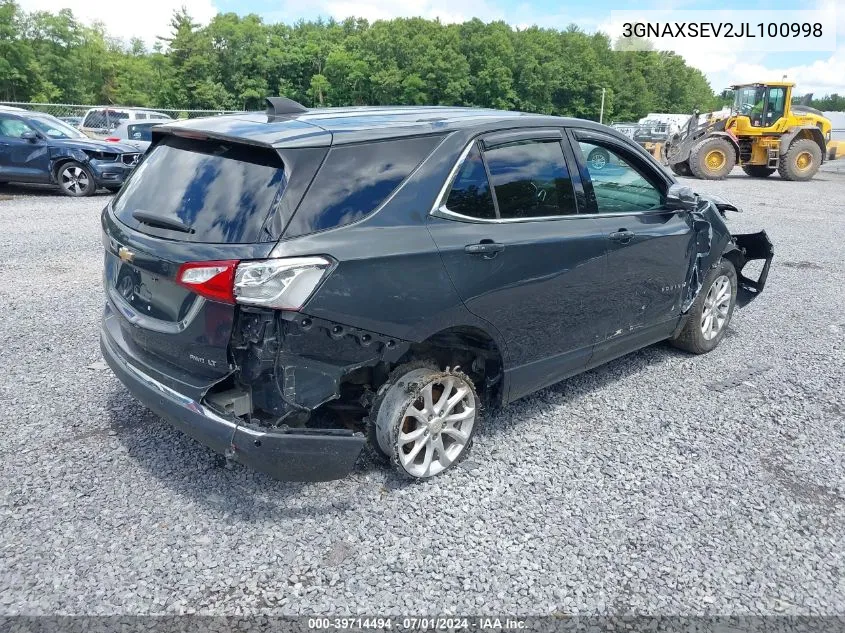 2018 Chevrolet Equinox Lt VIN: 3GNAXSEV2JL100998 Lot: 39714494