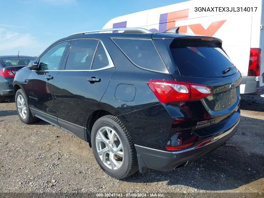 2018 Chevrolet Equinox Lt VIN: 3GNAXTEX3JL314017 Lot: 39747143