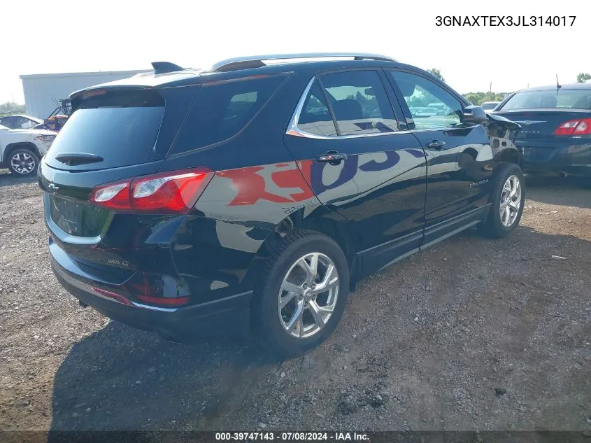 2018 Chevrolet Equinox Lt VIN: 3GNAXTEX3JL314017 Lot: 39747143