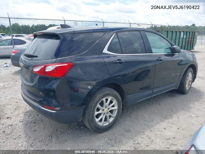 2018 Chevrolet Equinox Lt VIN: 2GNAXJEV5J6190422 Lot: 39750046