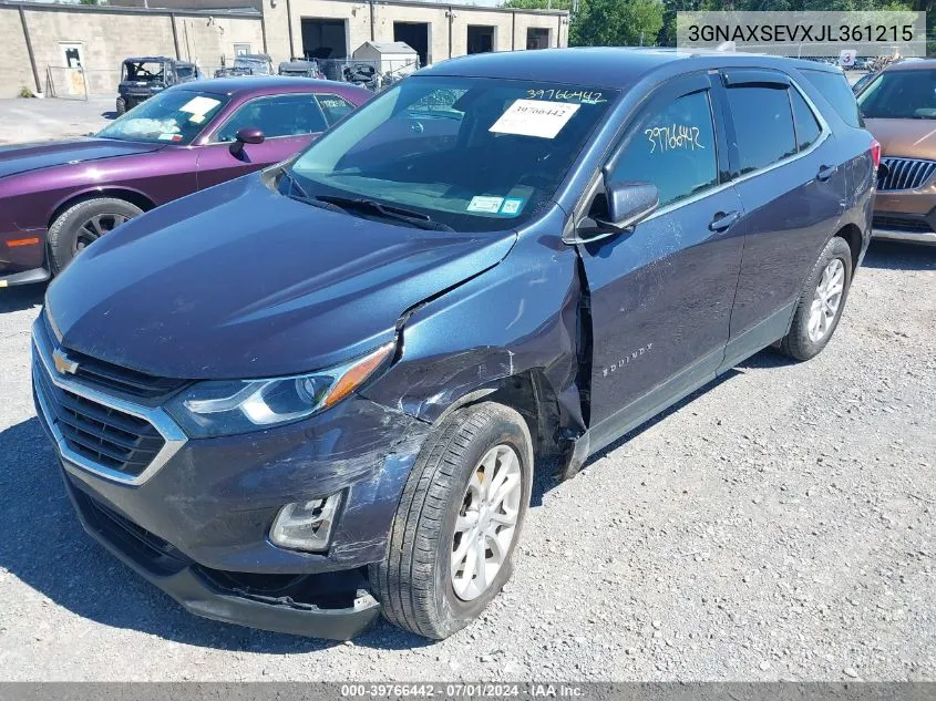 2018 Chevrolet Equinox Lt VIN: 3GNAXSEVXJL361215 Lot: 39766442