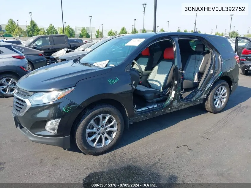 2018 Chevrolet Equinox Ls VIN: 3GNAXHEV0JL392752 Lot: 39815376