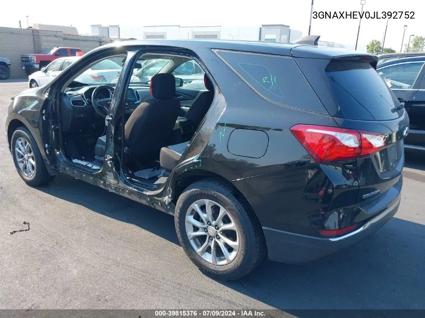 2018 Chevrolet Equinox Ls VIN: 3GNAXHEV0JL392752 Lot: 39815376