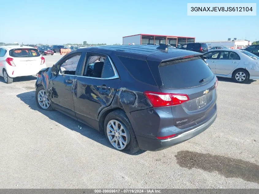 2018 Chevrolet Equinox Lt VIN: 3GNAXJEV8JS612104 Lot: 39859617