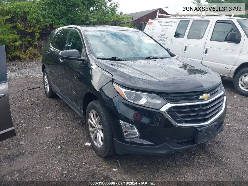 2018 Chevrolet Equinox Lt VIN: 3GNAXSEV6JL313792 Lot: 39866606