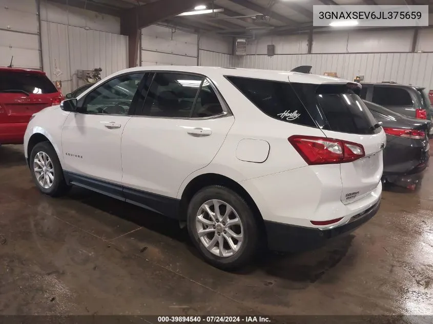 2018 Chevrolet Equinox Lt VIN: 3GNAXSEV6JL375659 Lot: 39894540