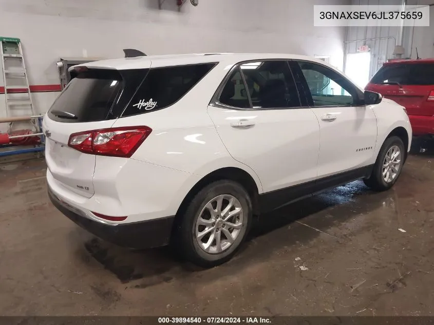 2018 Chevrolet Equinox Lt VIN: 3GNAXSEV6JL375659 Lot: 39894540