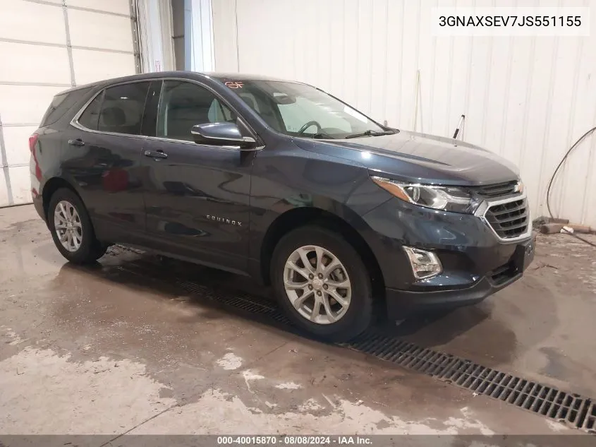 2018 Chevrolet Equinox Lt VIN: 3GNAXSEV7JS551155 Lot: 40015870