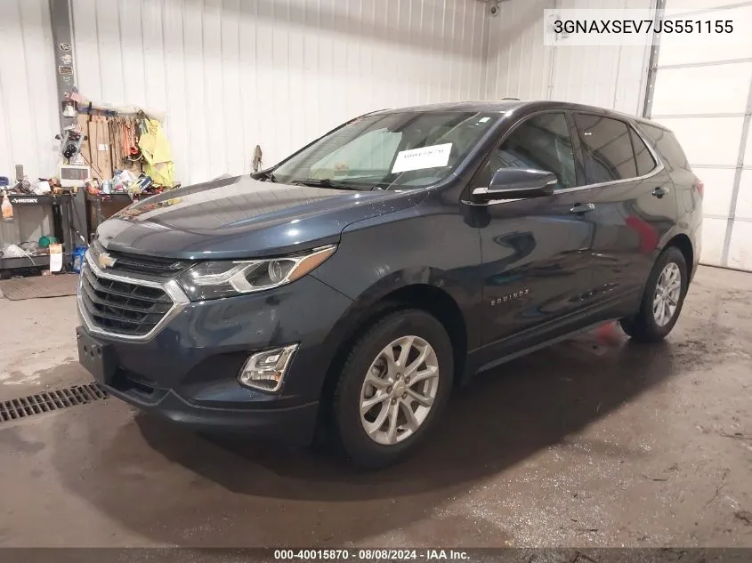 2018 Chevrolet Equinox Lt VIN: 3GNAXSEV7JS551155 Lot: 40015870