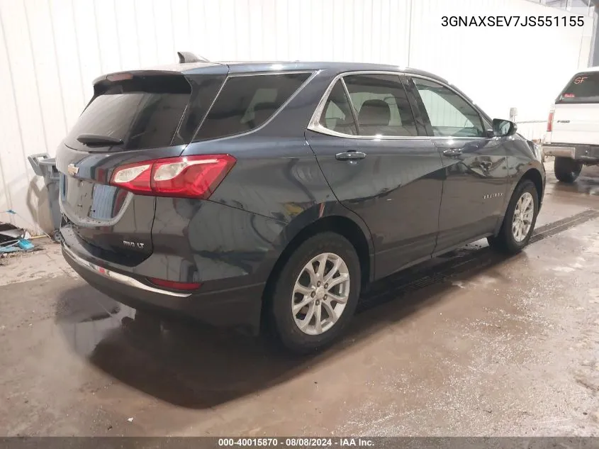 2018 Chevrolet Equinox Lt VIN: 3GNAXSEV7JS551155 Lot: 40015870