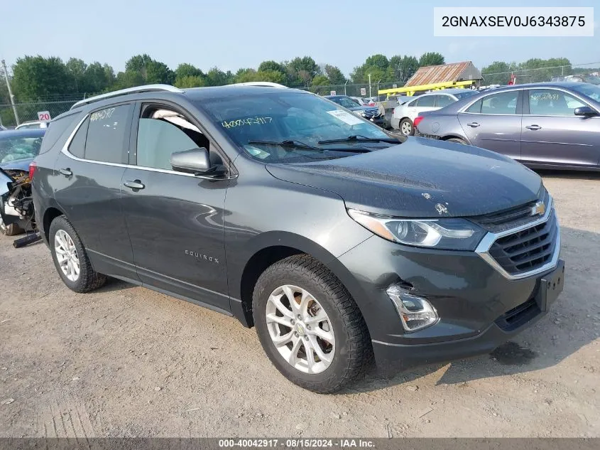 2018 Chevrolet Equinox Lt VIN: 2GNAXSEV0J6343875 Lot: 40042917