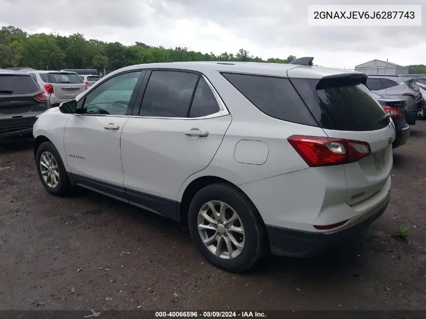 2018 Chevrolet Equinox Lt VIN: 2GNAXJEV6J6287743 Lot: 40066596