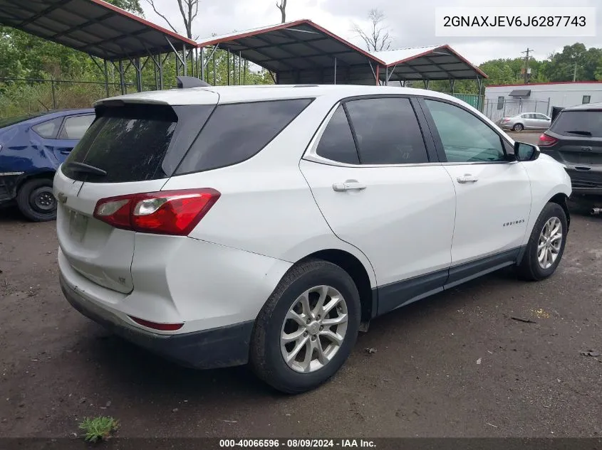 2018 Chevrolet Equinox Lt VIN: 2GNAXJEV6J6287743 Lot: 40066596