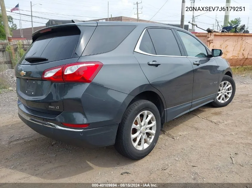 2018 Chevrolet Equinox Lt VIN: 2GNAXSEV7J6179251 Lot: 40109694