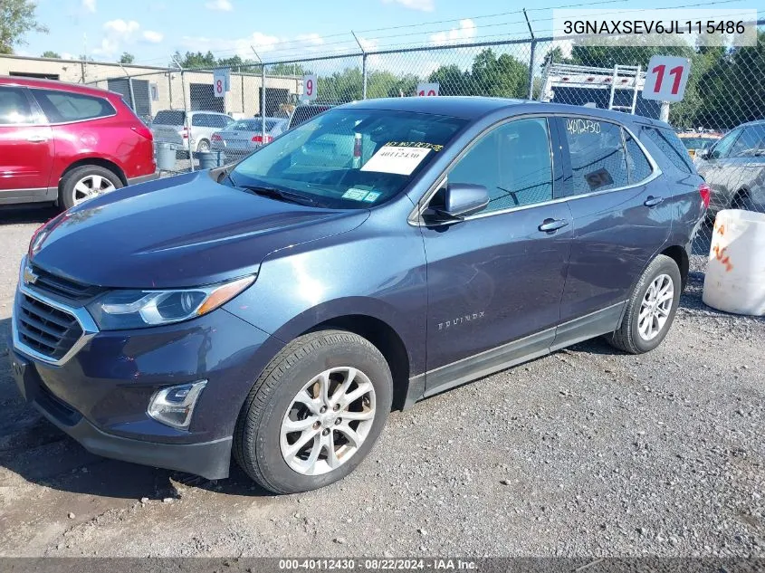 2018 Chevrolet Equinox Lt VIN: 3GNAXSEV6JL115486 Lot: 40112430