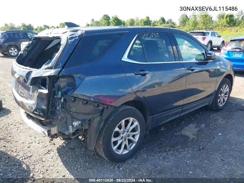 2018 Chevrolet Equinox Lt VIN: 3GNAXSEV6JL115486 Lot: 40112430