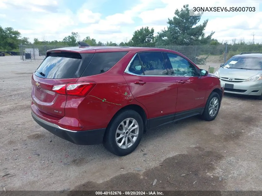 2018 Chevrolet Equinox Lt VIN: 3GNAXSEV6JS600703 Lot: 40152676