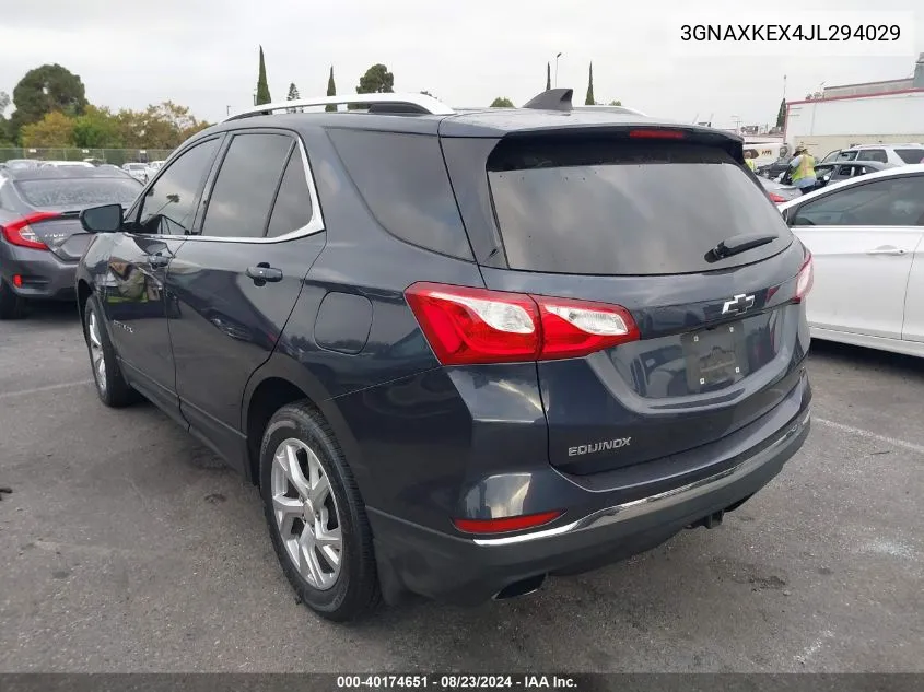 2018 Chevrolet Equinox Lt VIN: 3GNAXKEX4JL294029 Lot: 40786469