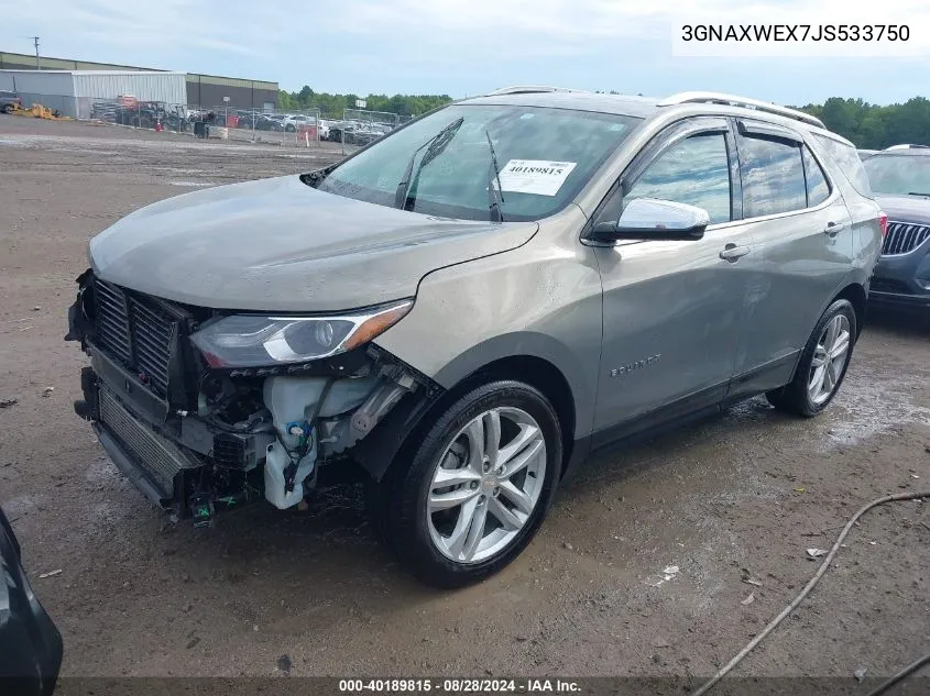 2018 Chevrolet Equinox Premier VIN: 3GNAXWEX7JS533750 Lot: 40189815