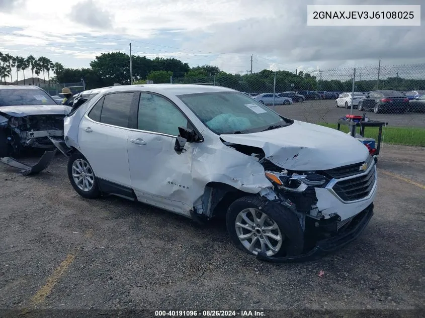 2018 Chevrolet Equinox Lt VIN: 2GNAXJEV3J6108025 Lot: 40191096