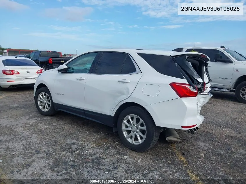 2018 Chevrolet Equinox Lt VIN: 2GNAXJEV3J6108025 Lot: 40191096